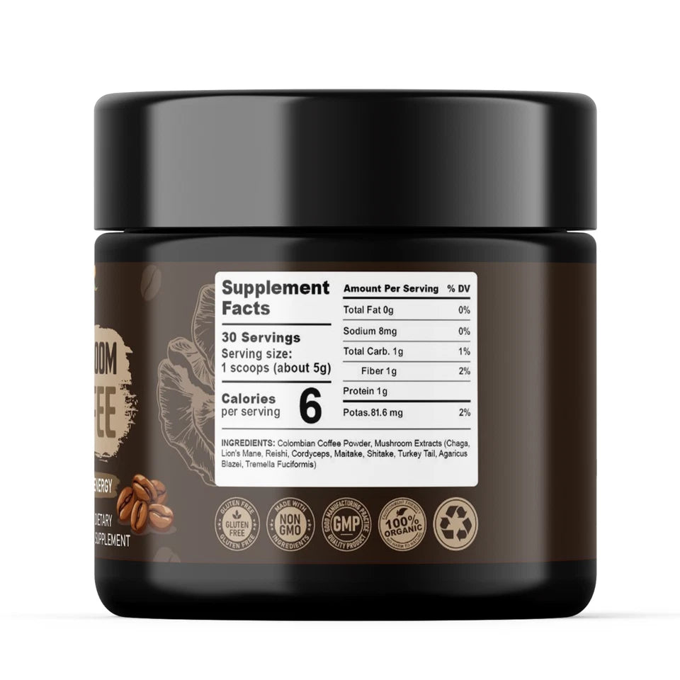 Organic Mushroom Coffee 9-Mushroom Blend – 150g, 30 Servings