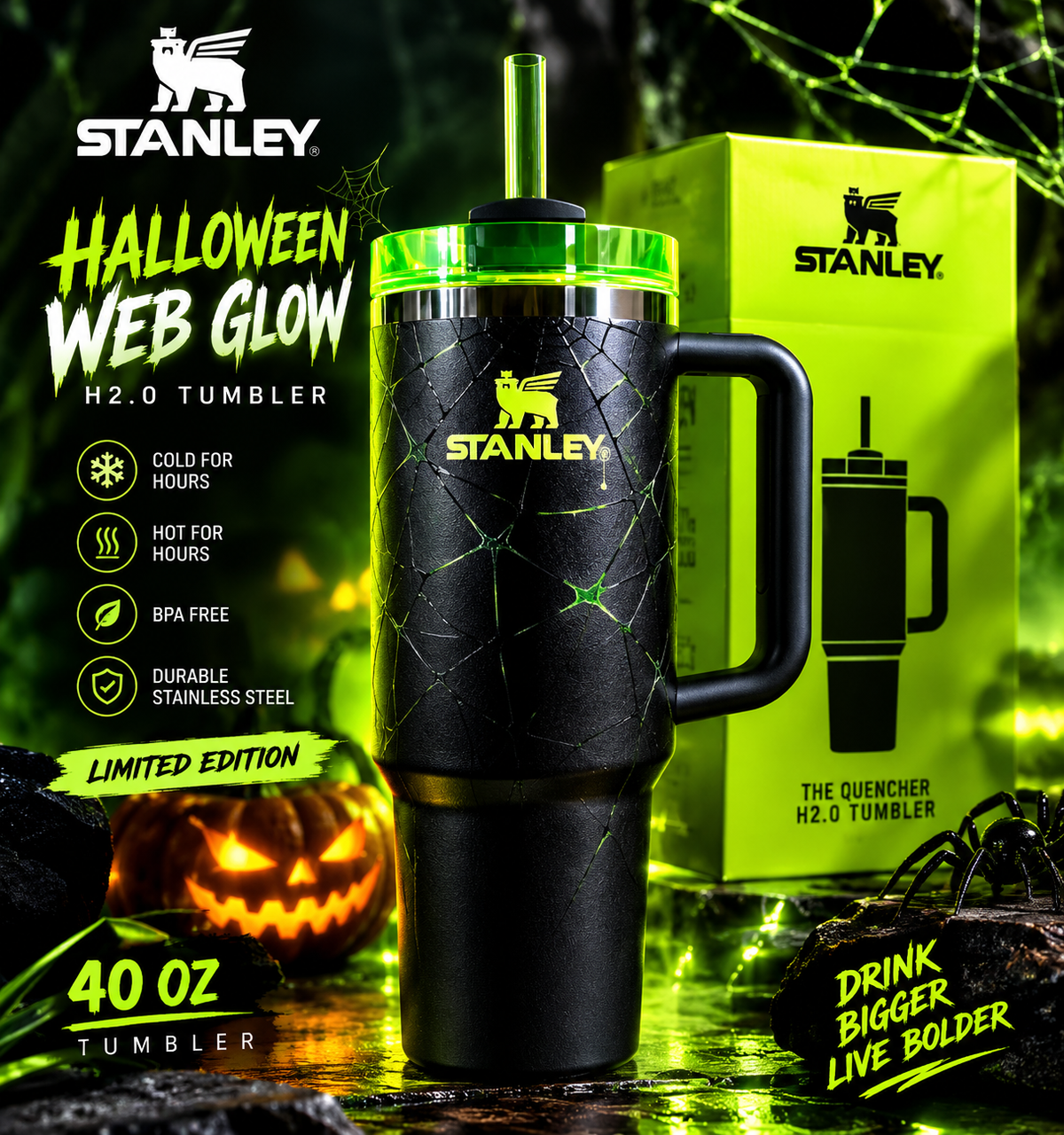 Stanley Halloween Web Glow H2.0 40oz Limited Edition Tumbler