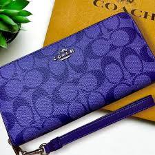 Coach Zip-Around Long Wallet with Strap C4452 – Signature Purple