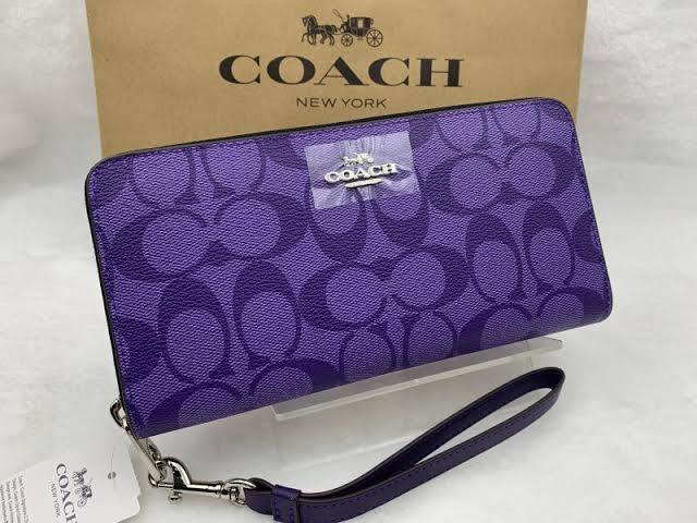 Coach Zip-Around Long Wallet with Strap C4452 – Signature Purple