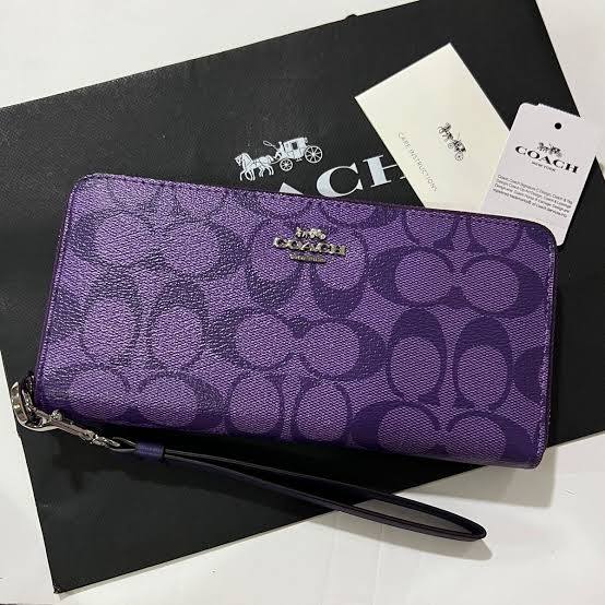 Coach Zip-Around Long Wallet with Strap C4452 – Signature Purple