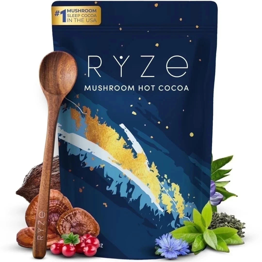 RŸZE Mushroom Hot Cocoa Sleep Powder with Melatonin & Reishi – 20 Pack