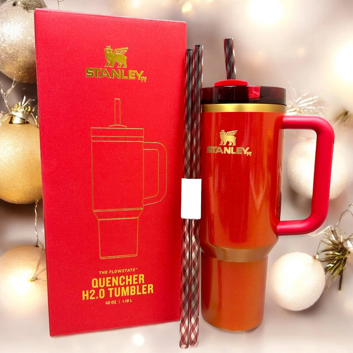Stanley Scarlet Tinsel 40oz Tumbler – Exclusive New