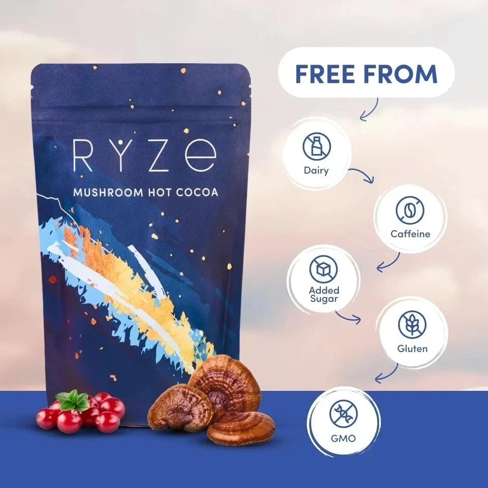RŸZE Mushroom Hot Cocoa Sleep Powder with Melatonin & Reishi – 20 Pack