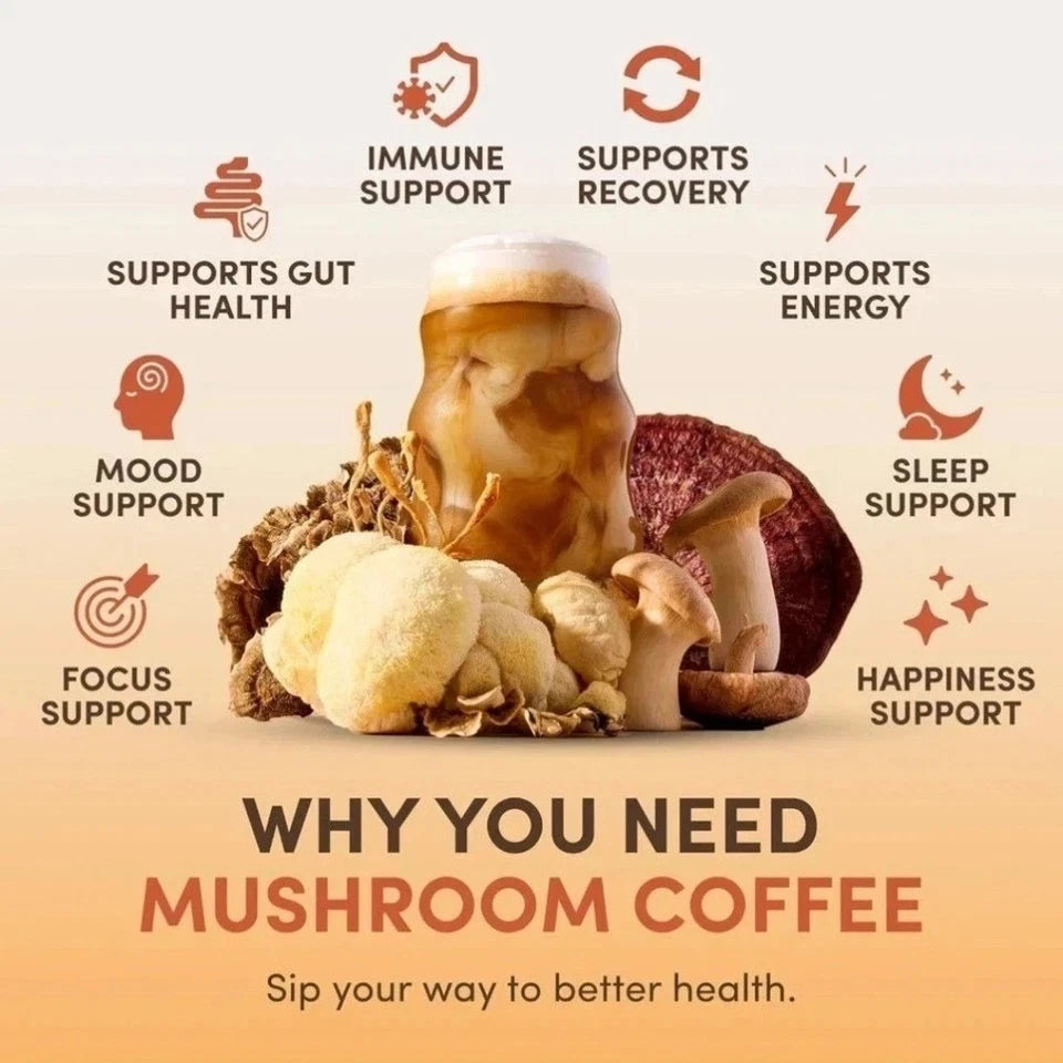 RYZE Organic Mushroom Coffee 4-Pack – 30 Servings Each, Instant Coffee