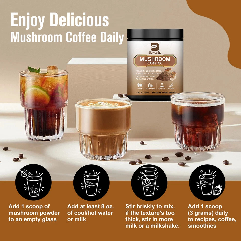 Organic Mushroom Coffee 10 Mushroom Blend – Instant Coffee Complex