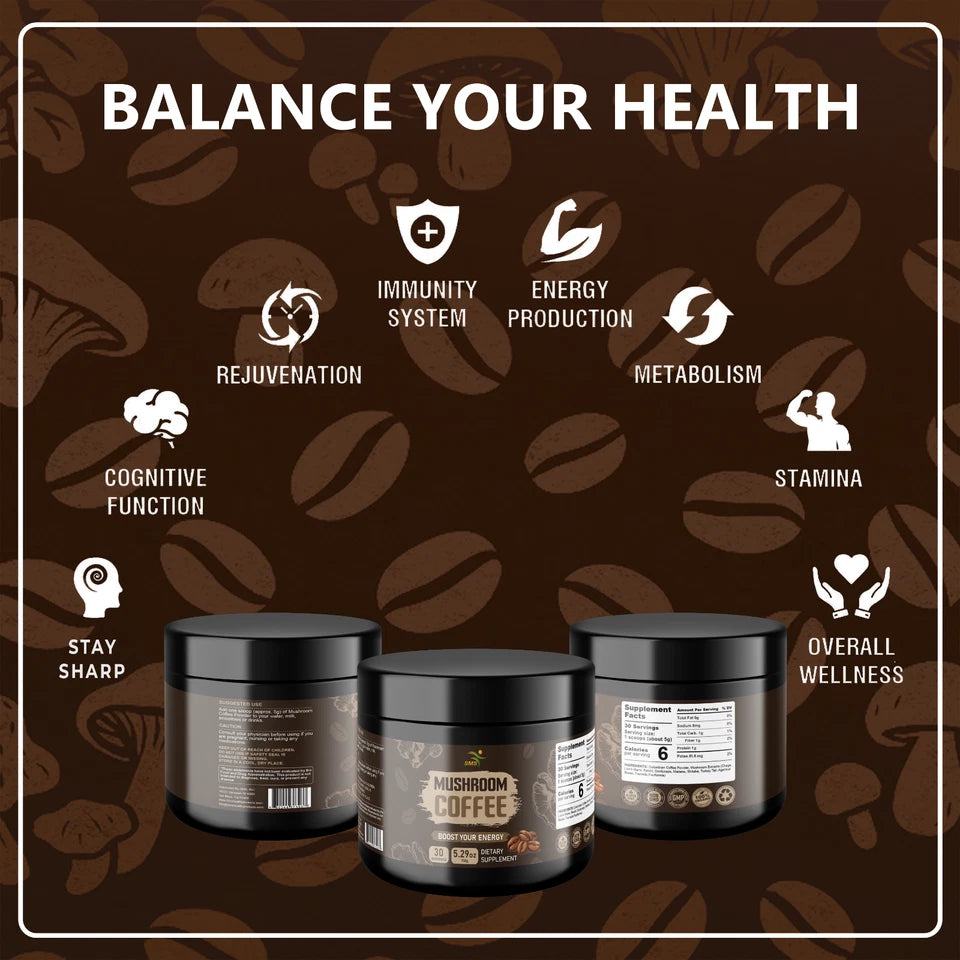 Organic Mushroom Coffee 9-Mushroom Blend – 150g, 30 Servings